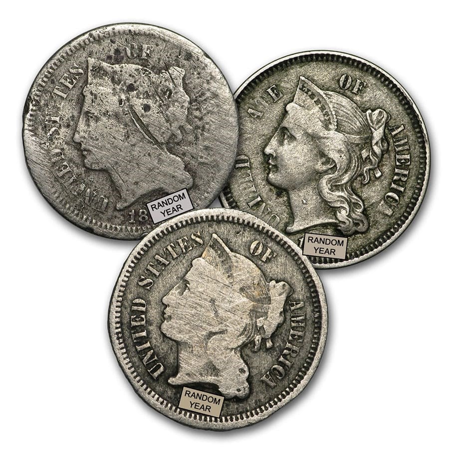 1865-1889 3 Cent Nickels Culls: 1865-1889 3 Cent Nickels Culls SKU no: RBJ16002 Year: Random Grade: Cull Grade Service: None Denomination: 3 Cents Mint Mark: P - Philadelphia (Not Shown) Metal Content: 0 troy oz