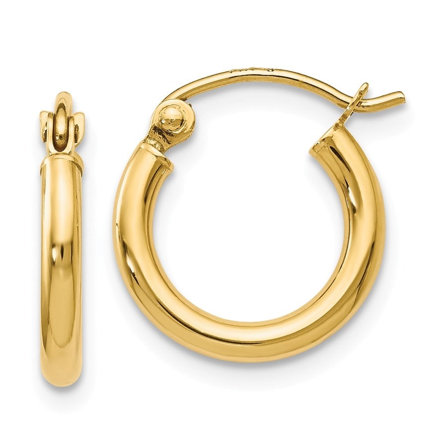 14k Gold Polished Hoop Earrings (Wire/Clutch: 14k Gold Polished Hoop Earrings (Wire/Clutch back) SKU no: RBJ100118 Metal: Gold Purity: 14k Finish: Polished Length Of Item: 12 mm Earring Closure: Wire & Clutch Earring Type: Hoop