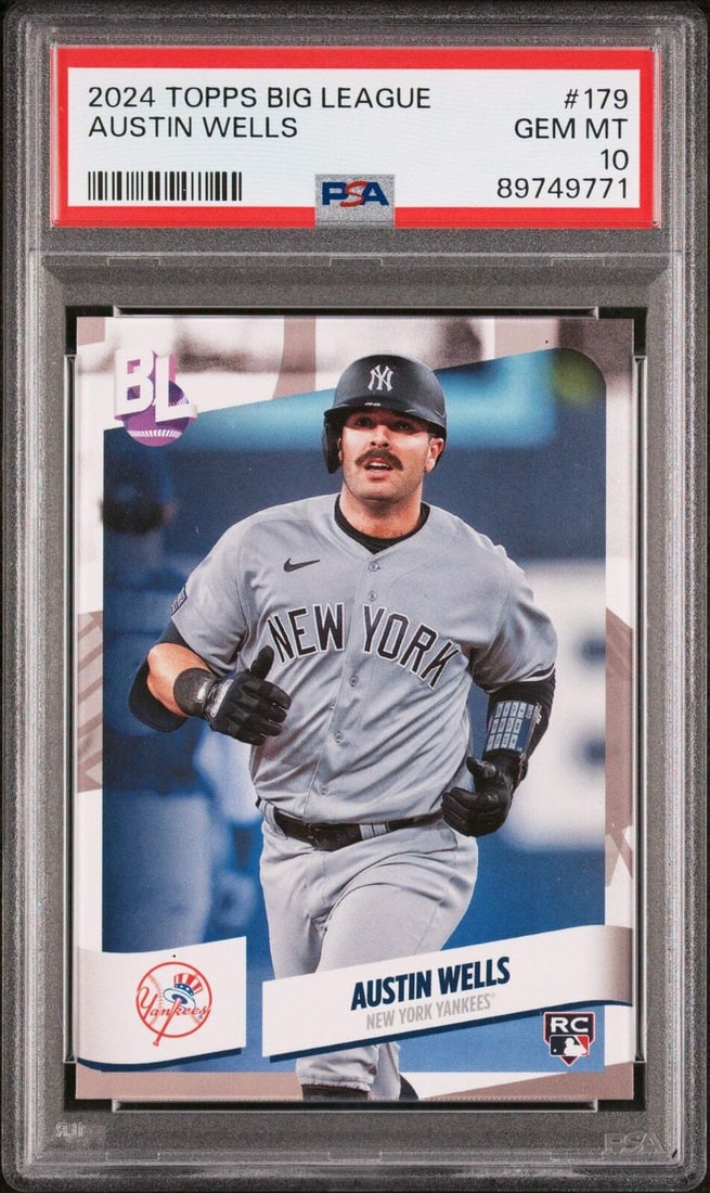 graded 2024 topps big league austin: graded 2024 topps big league austin wells #179 rookie RC baseball card PSA 10 Graded 2024 Topps Big League Austin Wells #179 Rookie RC Baseball Card PSA 10