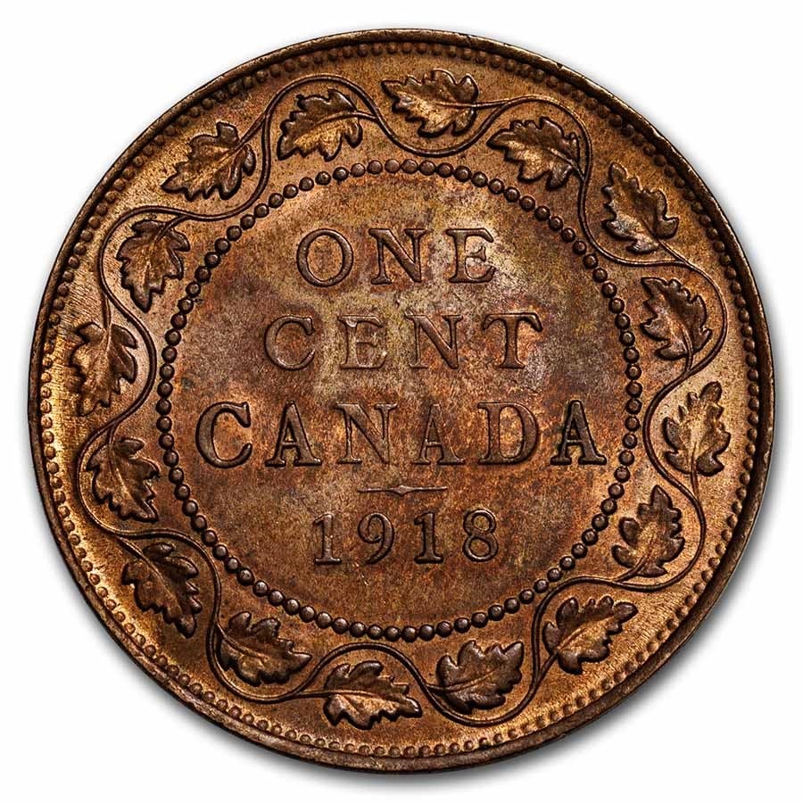 1918 Canada Large Cent George V: 1918 Canada Large Cent George V AU SKU no: RBJ259292 Year: 1918 Grade: Almost Unc Grade Service: None Denomination: 1 Cent Mint Mark: RCM (Not Shown) Metal Content: 0 troy oz Pur