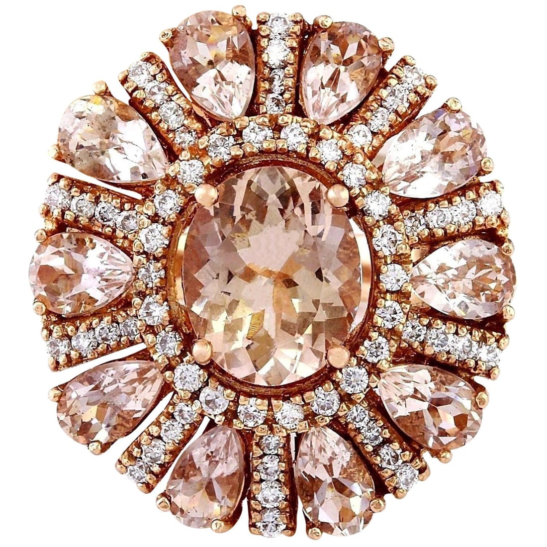 Natural Morganite Diamond Ring In 14: Natural Morganite Diamond Ring In 14 Karat Solid Rose Gold Ring Size: 7 US, Resizable Metal: 14k Gold, Rose Gold Stone: Diamond, Morganite Stone Cut: Oval Cut Place of Origin: United States Period