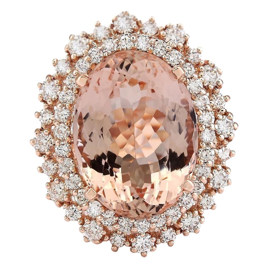 Morganite 14K Rose Gold Diamond Ring: Natural Morganite 14K Rose Gold Diamond Ring Ring Size: 7 US, Resizable Metal: 14k Gold, Rose Gold Stone: Diamond, Morganite Stone Cut: Oval Cut Lab Report Available : Place of Origin: United States P