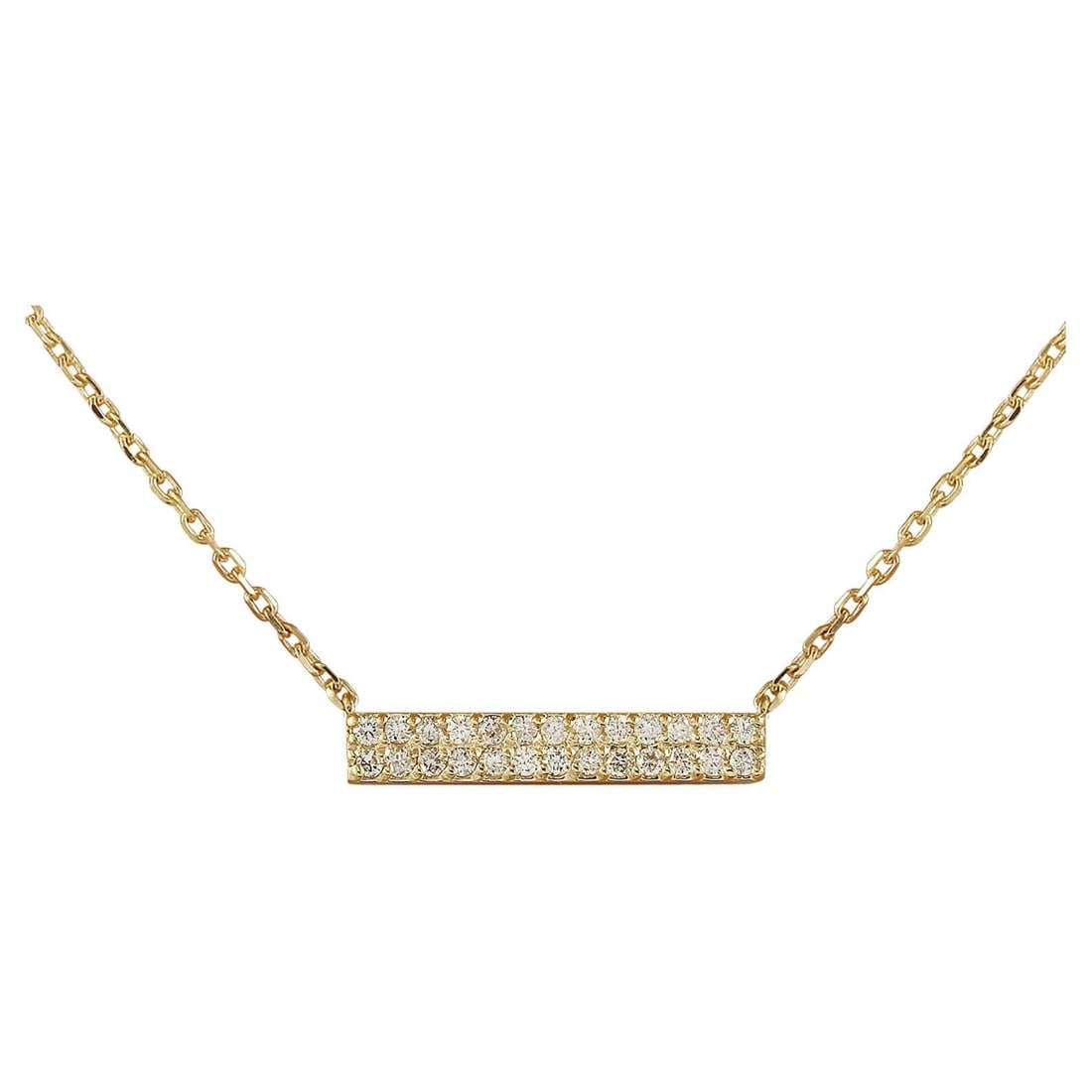 Diamond Bar Necklace 14K Yellow Gold: Natural Diamond Bar Necklace 14K Yellow Gold Metal: 14k Gold, Yellow Gold Stone: Diamond Stone Cut: Round Cut Weight: 0.4 ct Style: Modern Place of Origin: United States Period: 2010- Date of Manufact