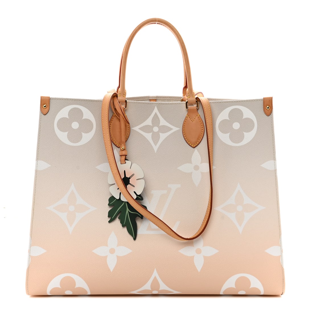 Louis Vuitton LOUIS VUITTON Monogram Giant: Louis Vuitton LOUIS VUITTON Monogram Giant By The Pool OnTheGo GM Brume Brand: LOUIS VUITTON Condition: Shows Wear Condition Details: Exterior: Patina of vachetta, marks, liquid marks, faint corner we