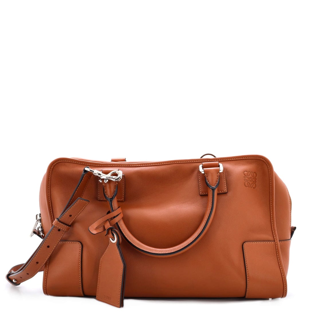 Loewe Amazona NM Bag Leather 36: Loewe Amazona NM Bag Leather 36 Exterior Color: Brown Interior Color: Brown Exterior Material: Leather Interior Material: Leather, Suede Hardware Color: Silver Accessories: Luggage Tag, Dust bag,