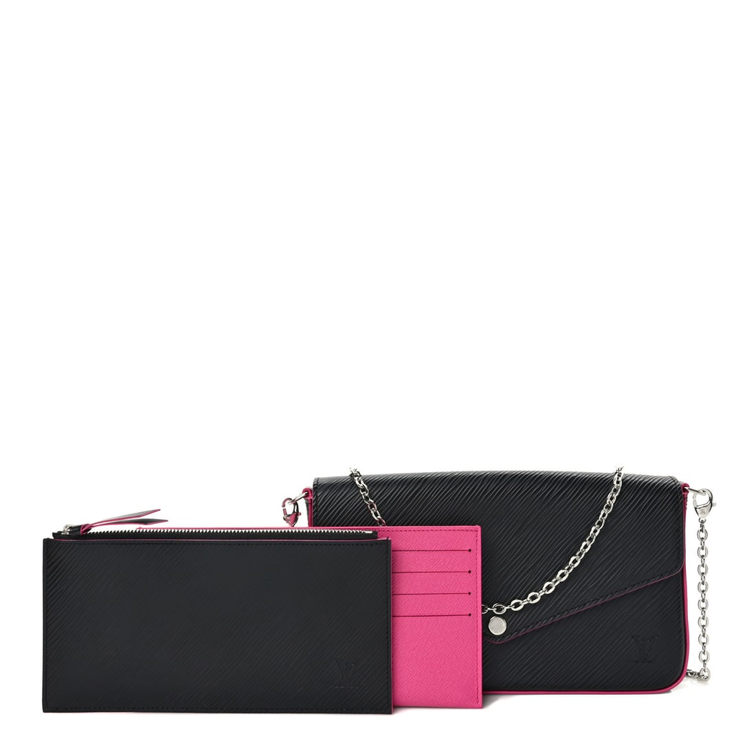 Louis Vuitton Epi Pochette Felicie Black: Louis Vuitton Epi Pochette Felicie Black Hot Pink Brand: LOUIS VUITTON Condition: Excellent Condition Details: Exterior: Edge wear, imprints, Interior: Imprints, Hardware: Faint scratch(es) Year: 2018