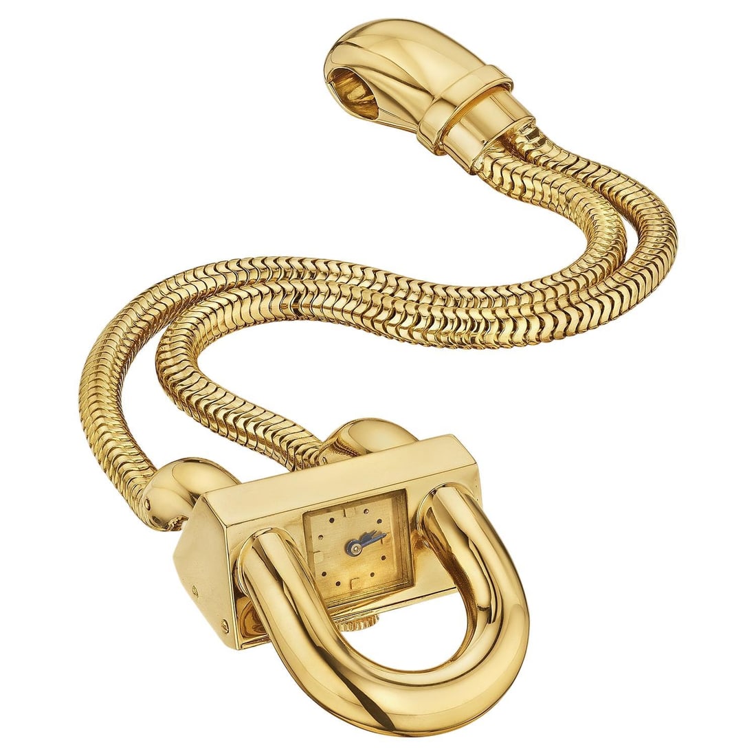 Van Cleef & Arpels Mid-Century Gold: Van Cleef & Arpels Mid-Century Gold Padlock Watch Bracelet Brand: Van Cleef & Arpels Case Material: Gold, 18k Gold Style: Retro Place of Origin: France Period: 1940-1949 Date of Manufacture: 1945-