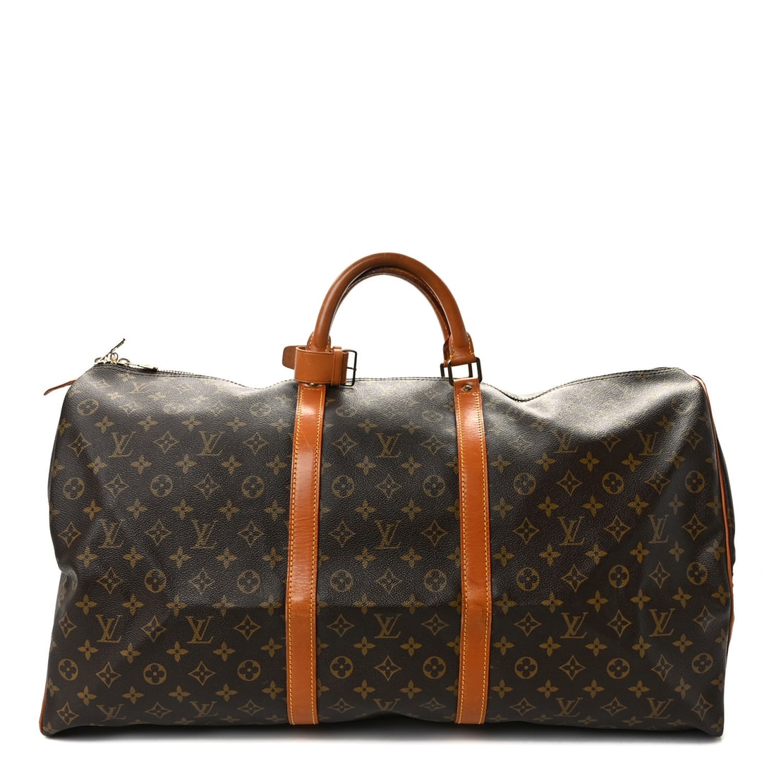 Louis Vuitton LOUIS VUITTON Monogram Keepall: Louis Vuitton LOUIS VUITTON Monogram Keepall 60 Brand: LOUIS VUITTON Condition: Shows Wear Condition Details: Exterior: Corner wear, creases, scuffs, patina of vachetta, edge wear, marks, Handle: Scuf