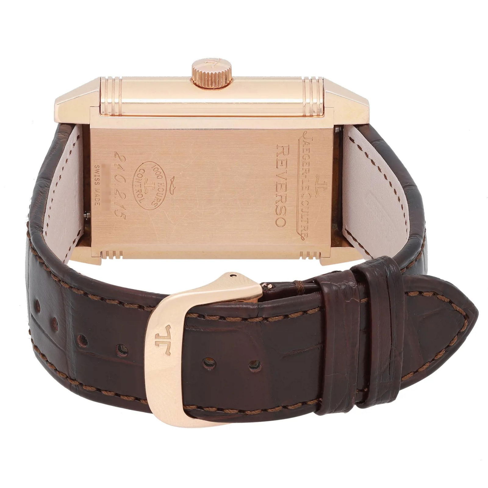 Jaeger-LeCoultre Reverso Grande 18k Rose Gold: Jaeger-LeCoultre Reverso Grande 18k Rose Gold Silver Dial Watch Q300240 Brand: Jaeger-LeCoultre Design: Reverso Watch Case Material: Rose Gold Weight: 117.7 g Strap Material: Leather Case Shape: