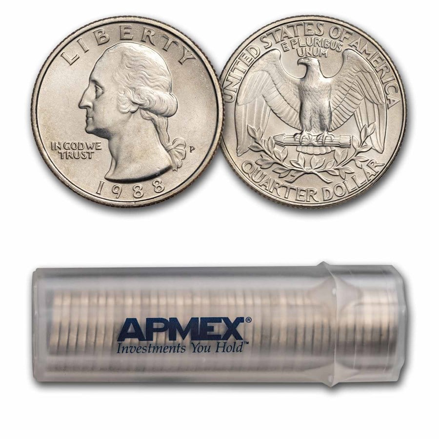 1988-P Washington Quarter 40-Coin Roll BU: 1988-P Washington Quarter 40-Coin Roll BU SKU no: RBJ285769 Year: 1988 Grade: Brilliant Unc Grade Service: None Denomination: 25 Cents Mint Mark: P - Philadelphia Metal Content: 0 troy oz