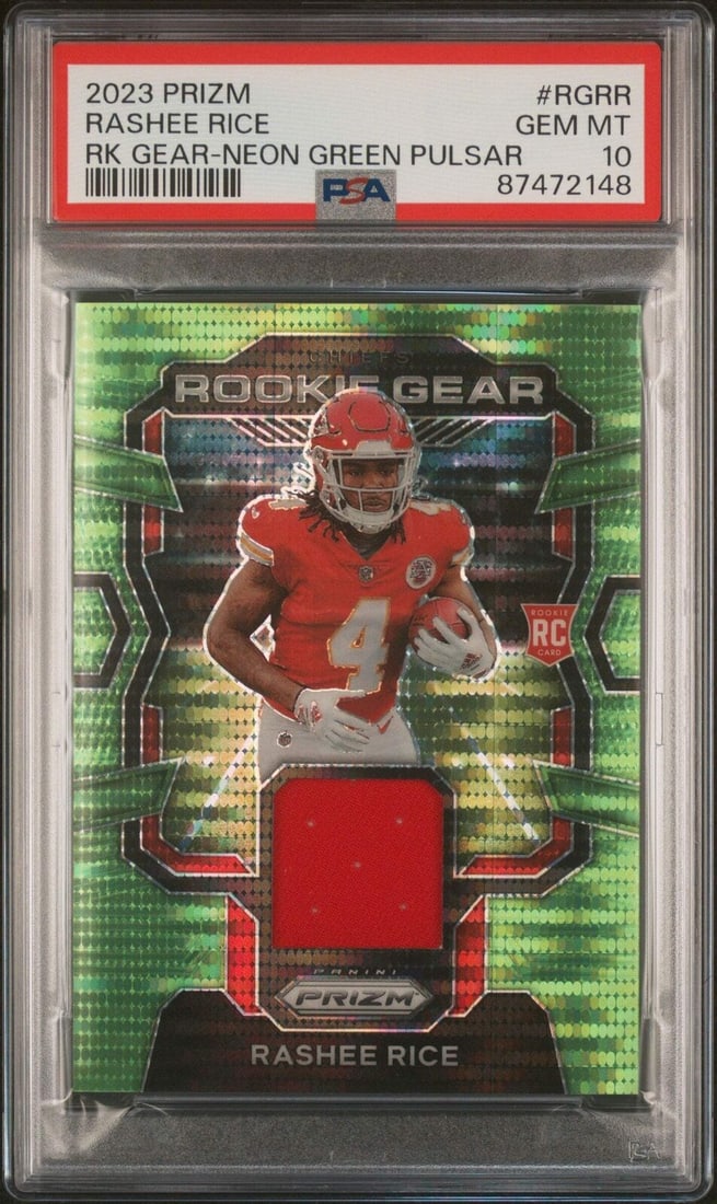 graded 2023 prizm rashee rice: graded 2023 prizm rashee rice #rgrr rk gear green pulsar football card PSA 10 Graded 2023 Prizm Rashee Rice #RGRR RK Gear Green Pulsar Football Card PSA 10 SKU no: RBJ8132248895576