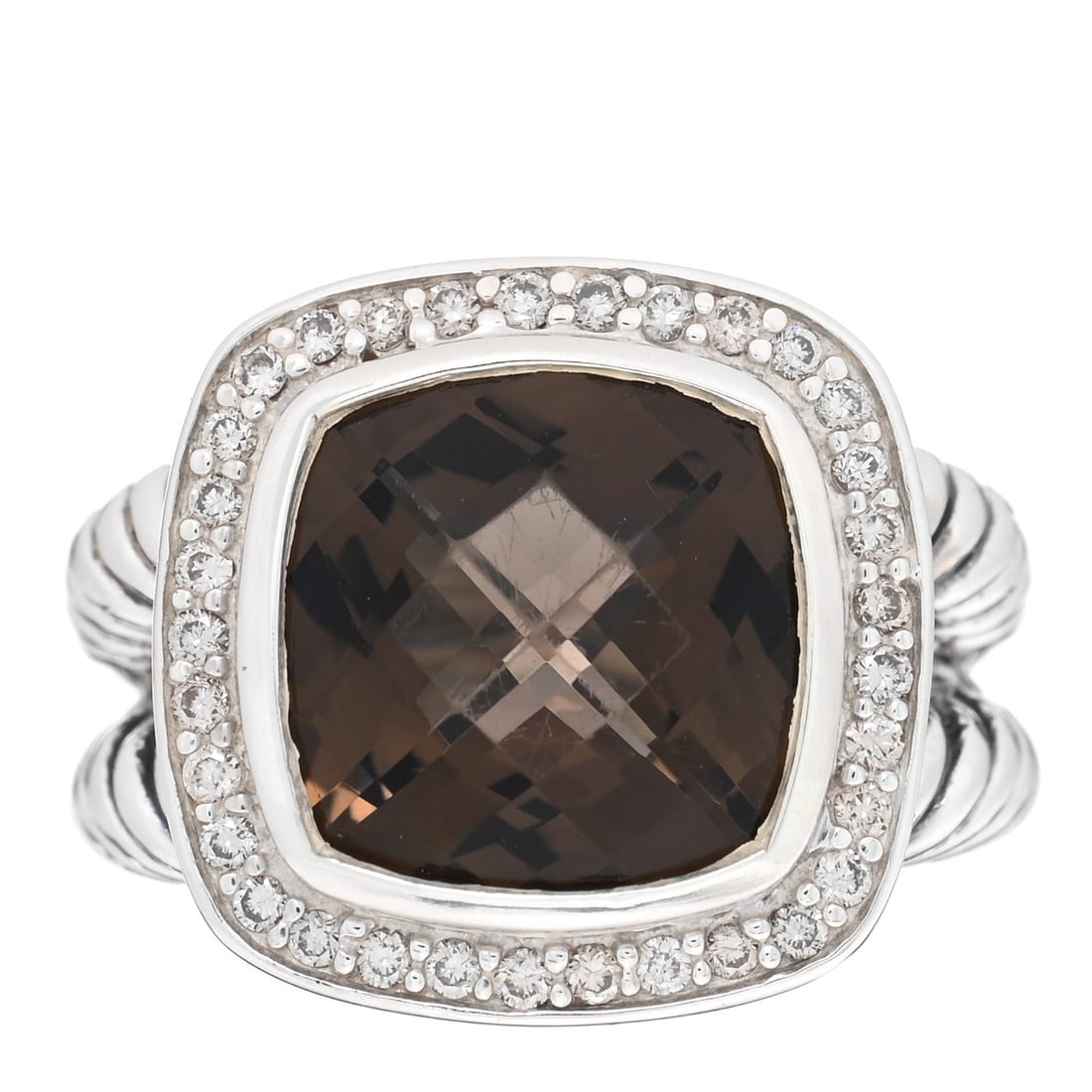 David Yurman Sterling Silver Diamond Smoky: David Yurman Sterling Silver Diamond Smoky Quartz 11mm Albion Ring 49 5 SKU no: RBJ 1427600 Condition: Very Good Condition Details: Hardware: Scratch(es), Other: Resizing mark(s), wear to stone(s), al