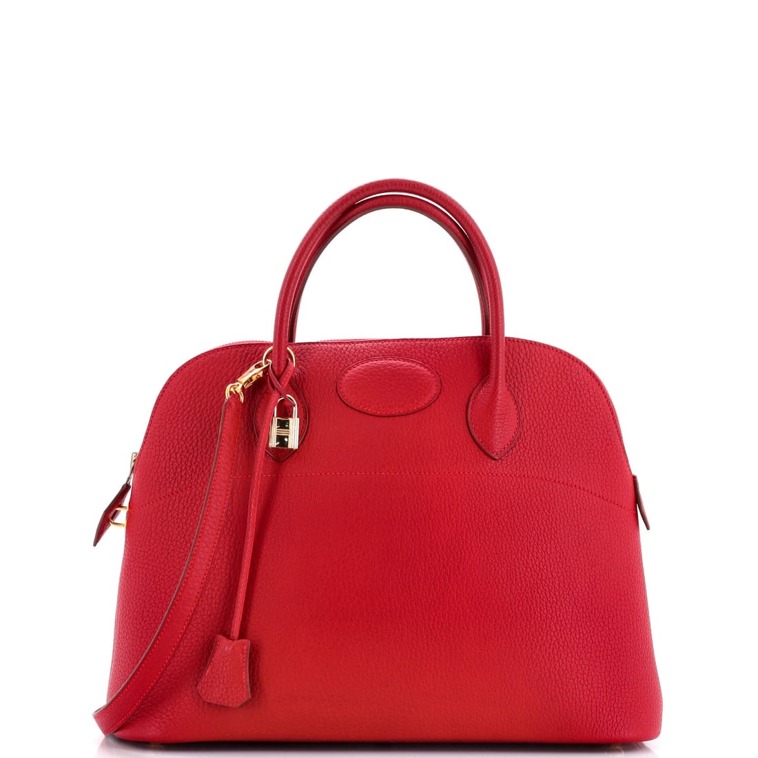 Hermes Bolide Bag Fjord 35: Hermes Bolide Bag Fjord 35 Exterior Color: Red Interior Color: Red Exterior Material: Leather Interior Material: Leather Hardware Color: Brass Estimated Retail: $7,000 Accessories: Cloche
