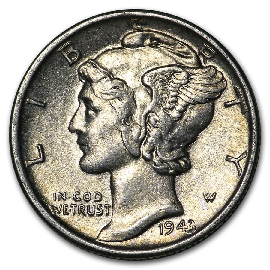 1943-S Mercury Dime AU: 1943-S Mercury Dime AU SKU no: RBJ170739 Year: 1943 Grade: Almost Unc Grade Service: None Denomination: $0.10 Mint Mark: S - San Francisco Metal Content: 0.0715 troy oz Purity: .