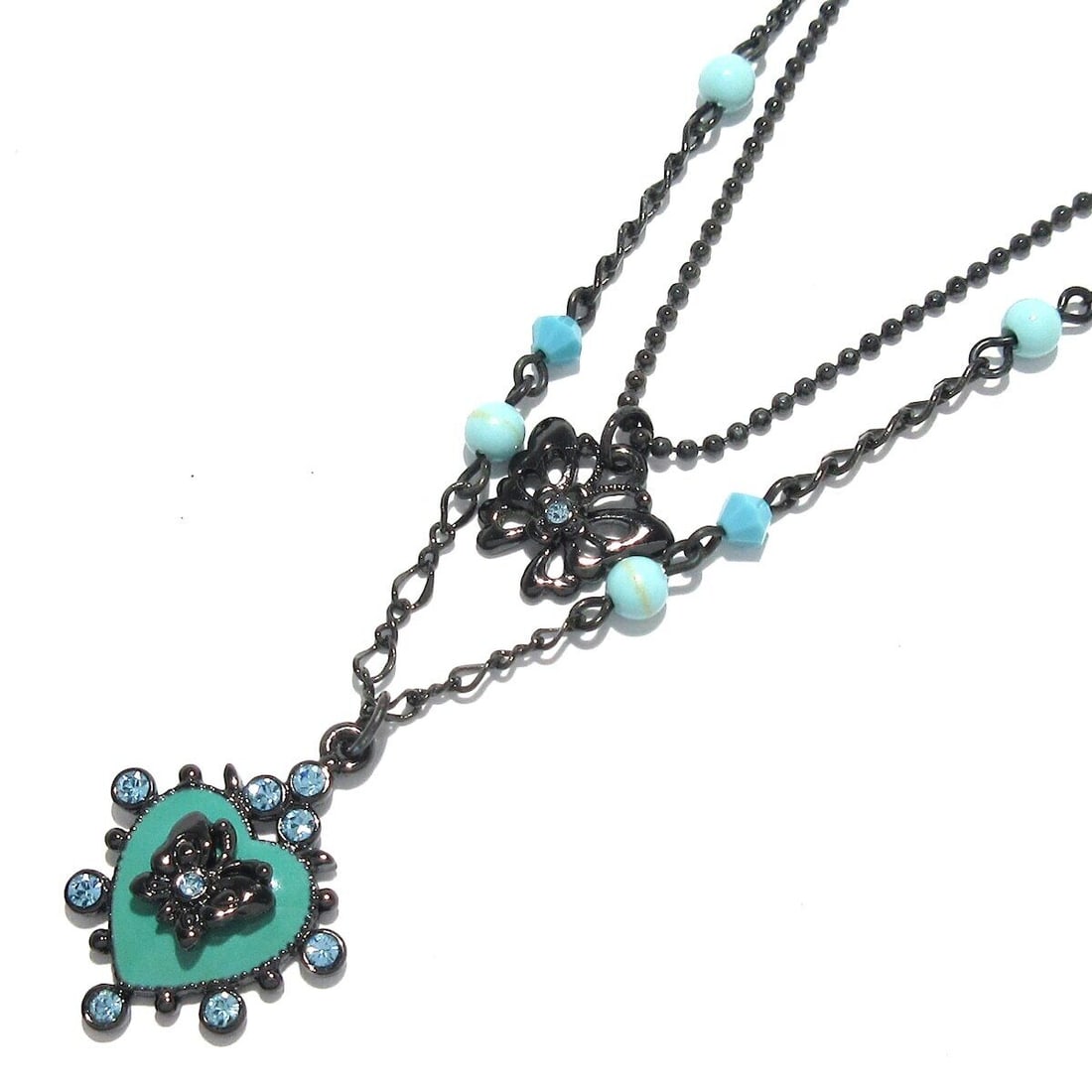 Auth ANNA SUI - Black Blue: Auth ANNA SUI - Black Blue Green Light Blue Hardware Plastic Rhinestones Condition: Pre-owned Brand: ANNA SUI Style: Other Jewellery Color: Black, Blue Green, Light Blue Material: Hardware, Plastic, R