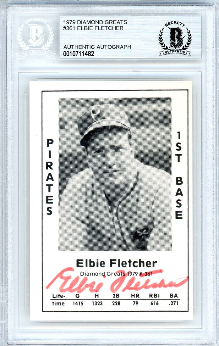 Elbie Fletcher Autographed 1979 Diamond Greats: Elbie Fletcher Autographed 1979 Diamond Greats Card Pirates Beckett 10711482 Elbie Fletcher Autographed 1979 Diamond Greats Card Pirates Beckett 10711482 SKU no: RBJ7264145965144
