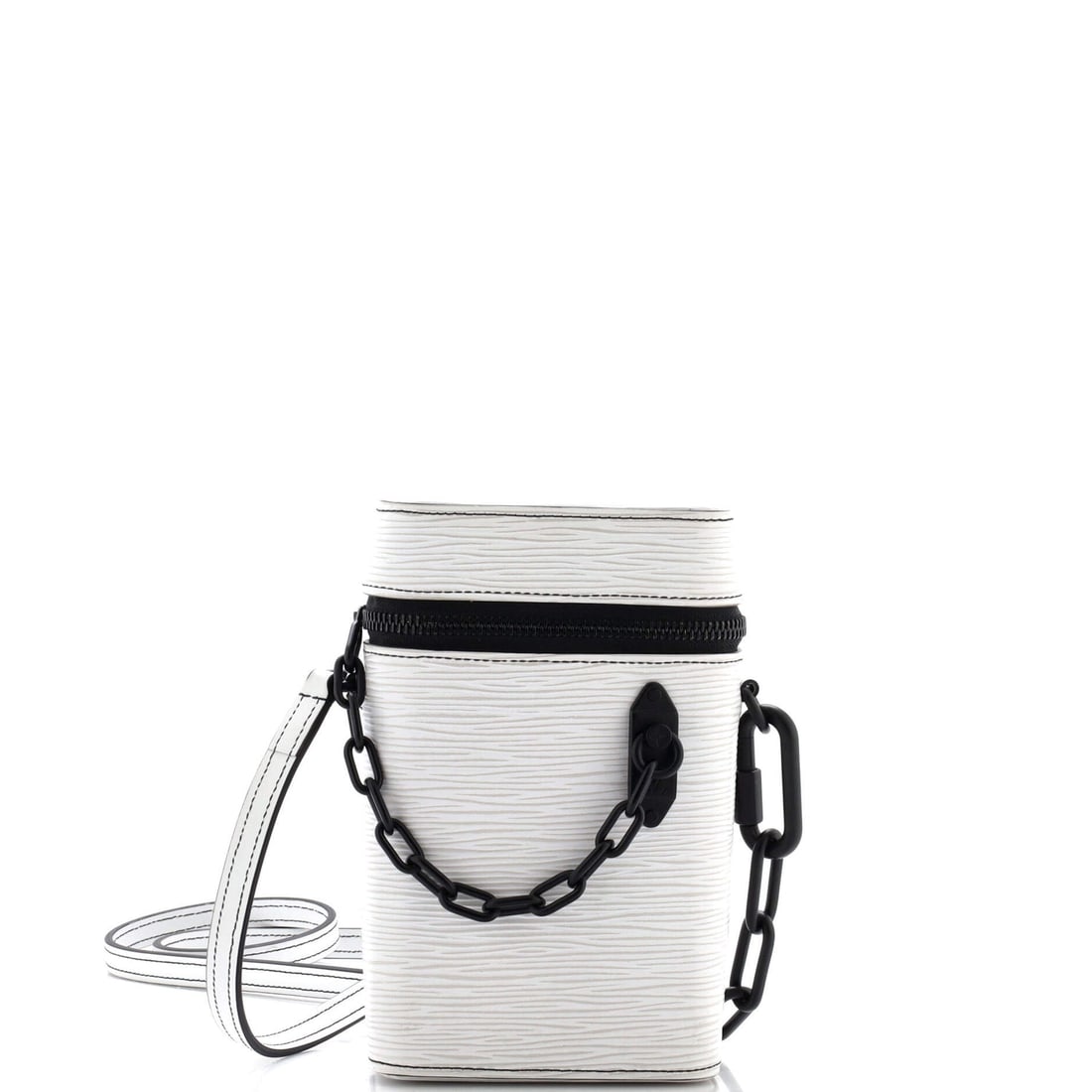 Louis Vuitton Phone Box Bag Epi: Louis Vuitton Phone Box Bag Epi Leather Exterior Color: White Interior Color: Black Exterior Material: Leather Interior Material: Microfiber Hardware Color: Black, Matte Estimated Retail: $1,910 <