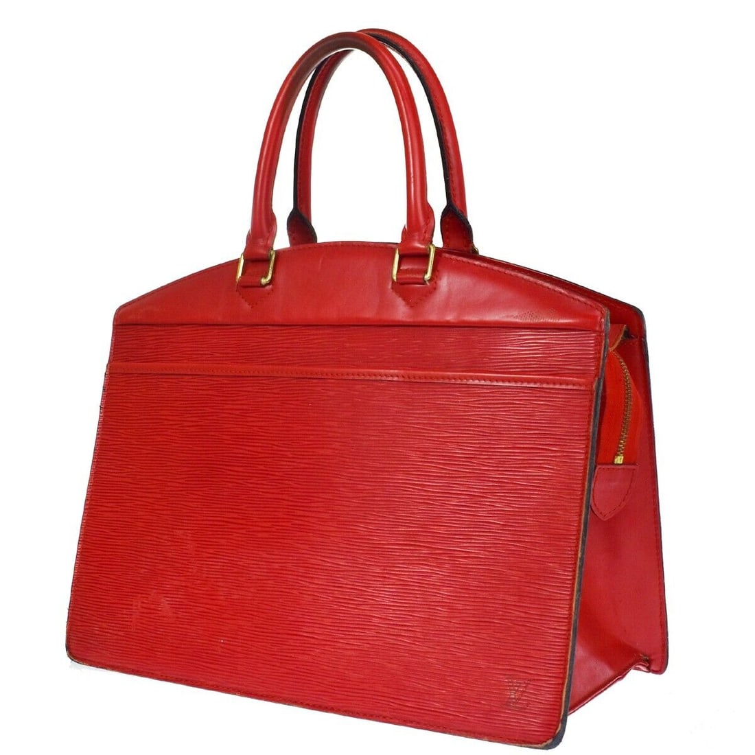 LOUIS VUITTON LV Riviera Tote Hand: LOUIS VUITTON LV Riviera Tote Hand Bag Epi Leather Red France M48187 63EA048 Condition: Pre-owned Detail Notes: ?Inside and outside pocket are peeled and dirty(JUNK).Outside welt has peeled and frayed