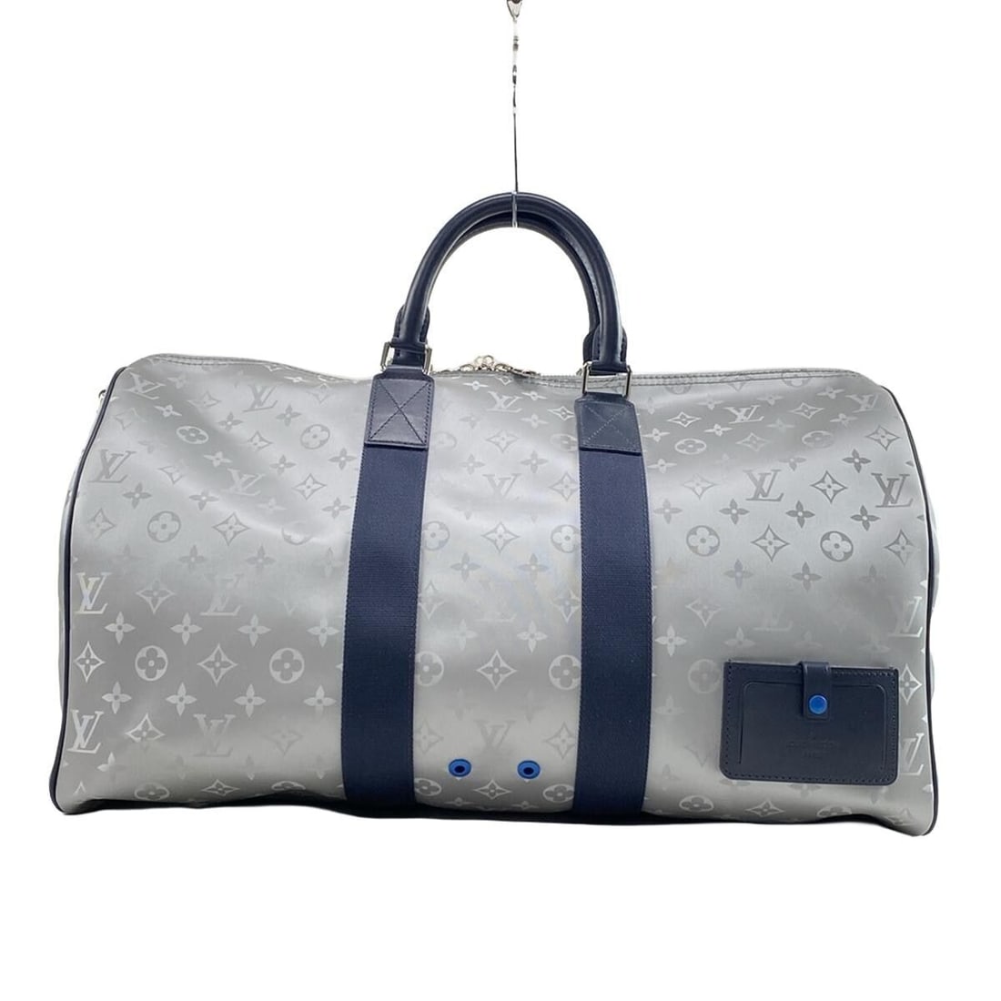 Auth LOUIS VUITTON Keepall Bandolier 50: Auth LOUIS VUITTON Keepall Bandolier 50 M44170 Silver Dark Navy - AA5108 Condition: Pre-owned Brand: LOUIS VUITTON Style: Boston Bag Color: Silver, Dark Navy Material: Monogram Satellite Canvas Mo