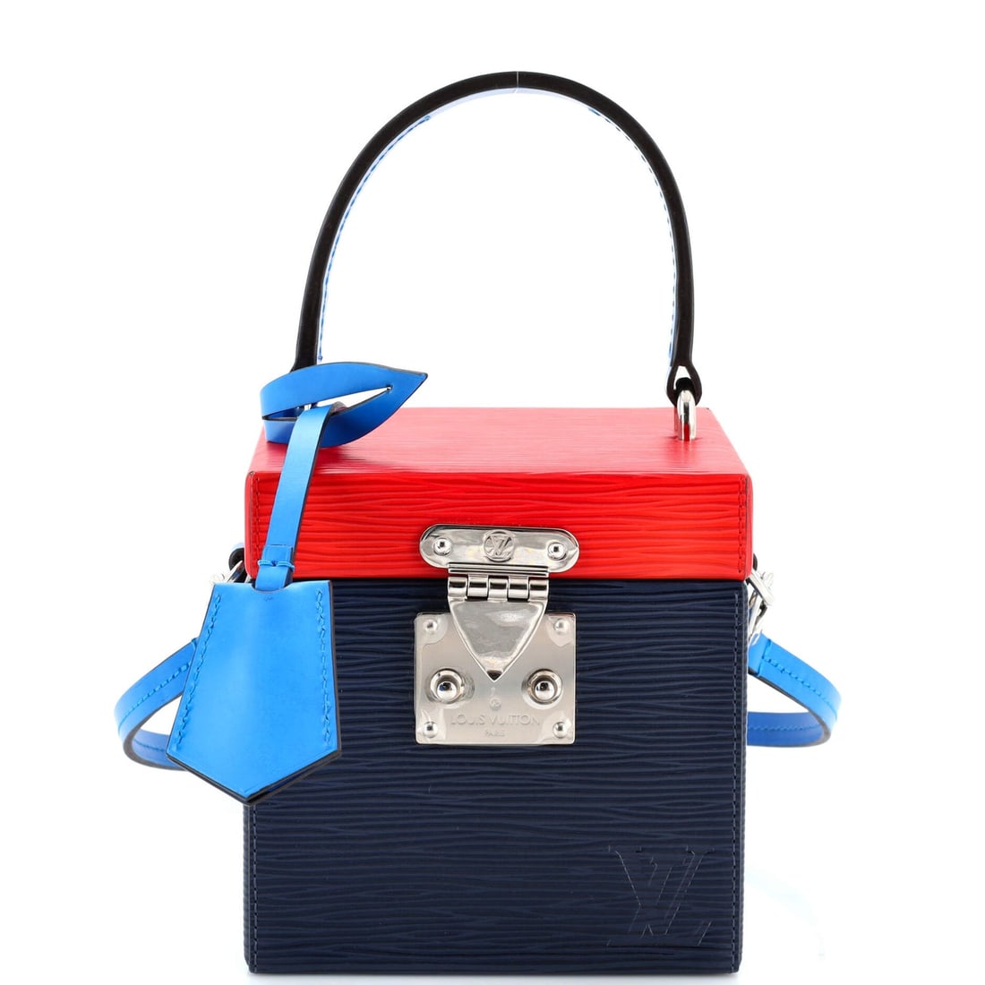 Louis Vuitton Bleecker Box NM Bag: Louis Vuitton Bleecker Box NM Bag Epi Leather Exterior Color: Blue, Red, Multicolor Interior Color: Blue Exterior Material: Leather Interior Material: Leather Hardware Color: Silver Accessories: C