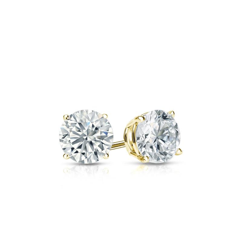 Natural 0.33 CTW Diamond Stud Earrings 18K Yellow Gold: Natural 0.33 CTW Diamond Stud Earrings 18K Yellow Gold Item No: RB033-AA12 Metal: 18K Yellow Gold Setting: 4-Prong Basket Backing: Push Back, Screw Back Origin: Handcrafted in the USA DIA