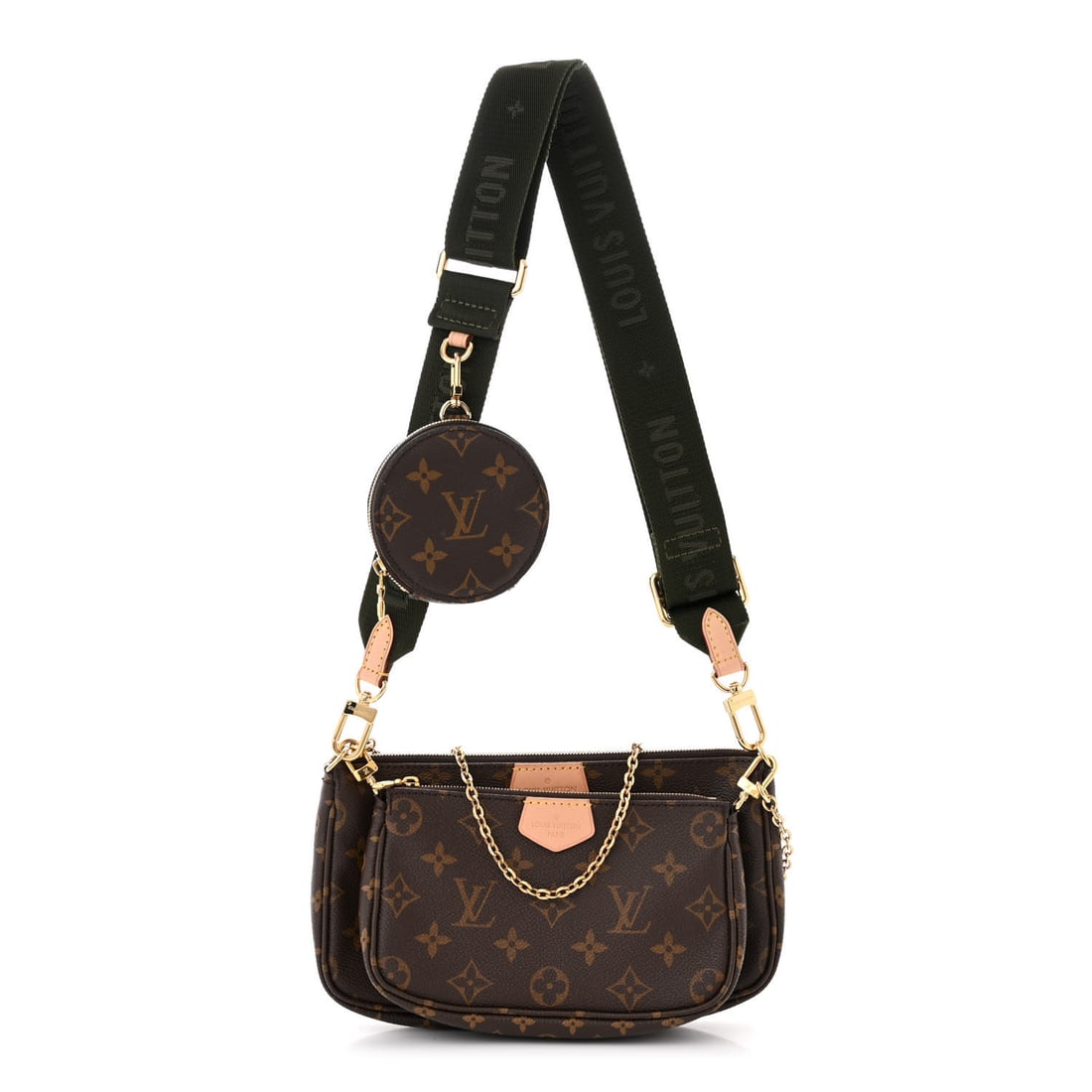 Louis Vuitton LOUIS VUITTON Monogram Multi: Louis Vuitton LOUIS VUITTON Monogram Multi Pochette Accessories Kaki This is an authentic LOUIS VUITTON Monogram Multi Pochette Accessories in Kaki. This Multi Pochette Accessoires is a hybrid cross-b