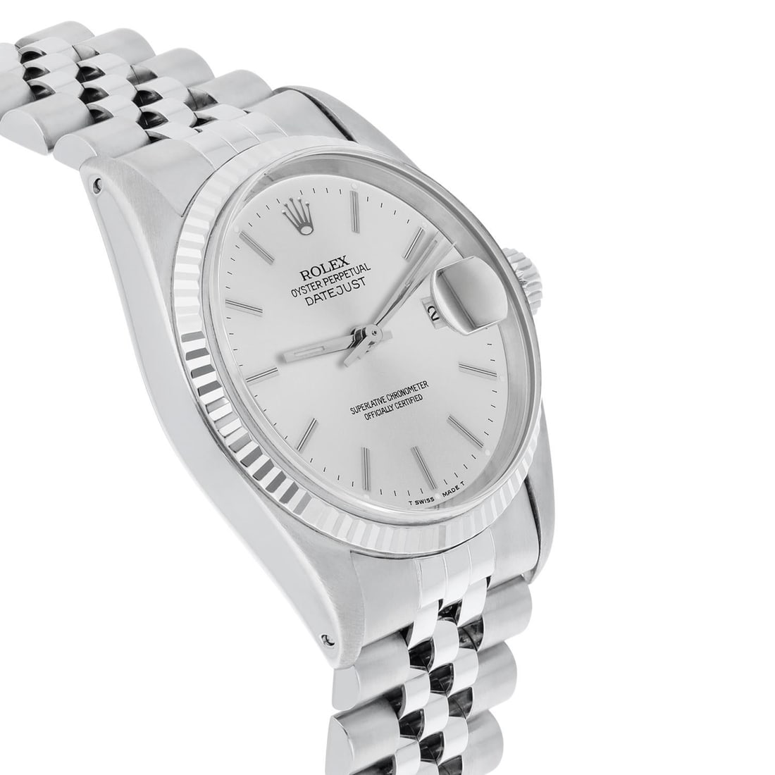 Rolex Datejust 36mm Stainless Steel 16014: Rolex Datejust 36mm Stainless Steel 16014 Silver Stick Dial, Circa 1987 Brand: Rolex Design: Datejust Watch Datejust Collection Case Material: Stainless Steel Strap Material: Stainless Steel Case Shap