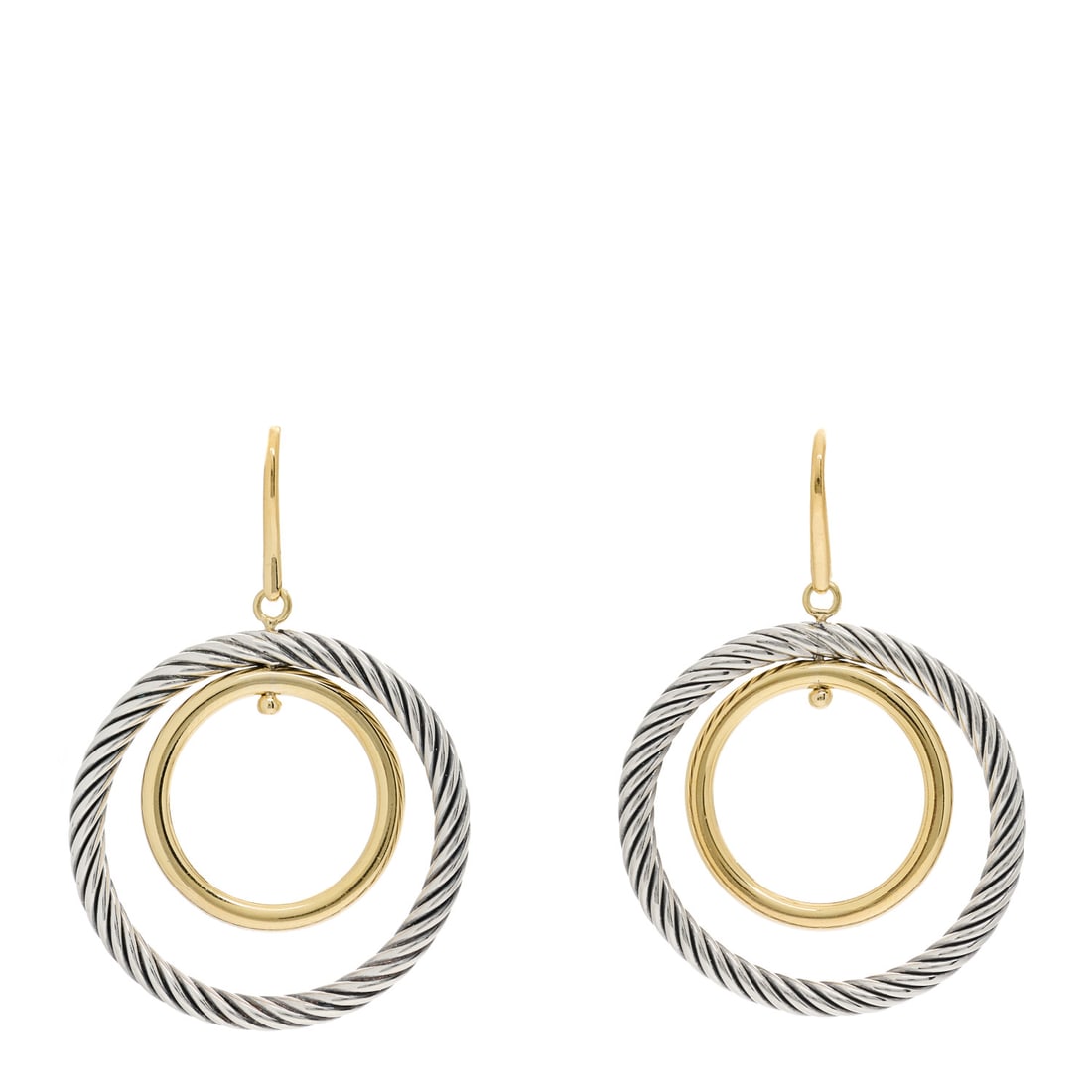 David Yurman 18K Yellow Gold Sterling: David Yurman 18K Yellow Gold Sterling Silver Mobile Earrings Brand: DAVID YURMAN Condition: Excellent Condition Details: Hardware: Faint scratch(es) Length: 44.5 mm Width: 30 mm Stone No
