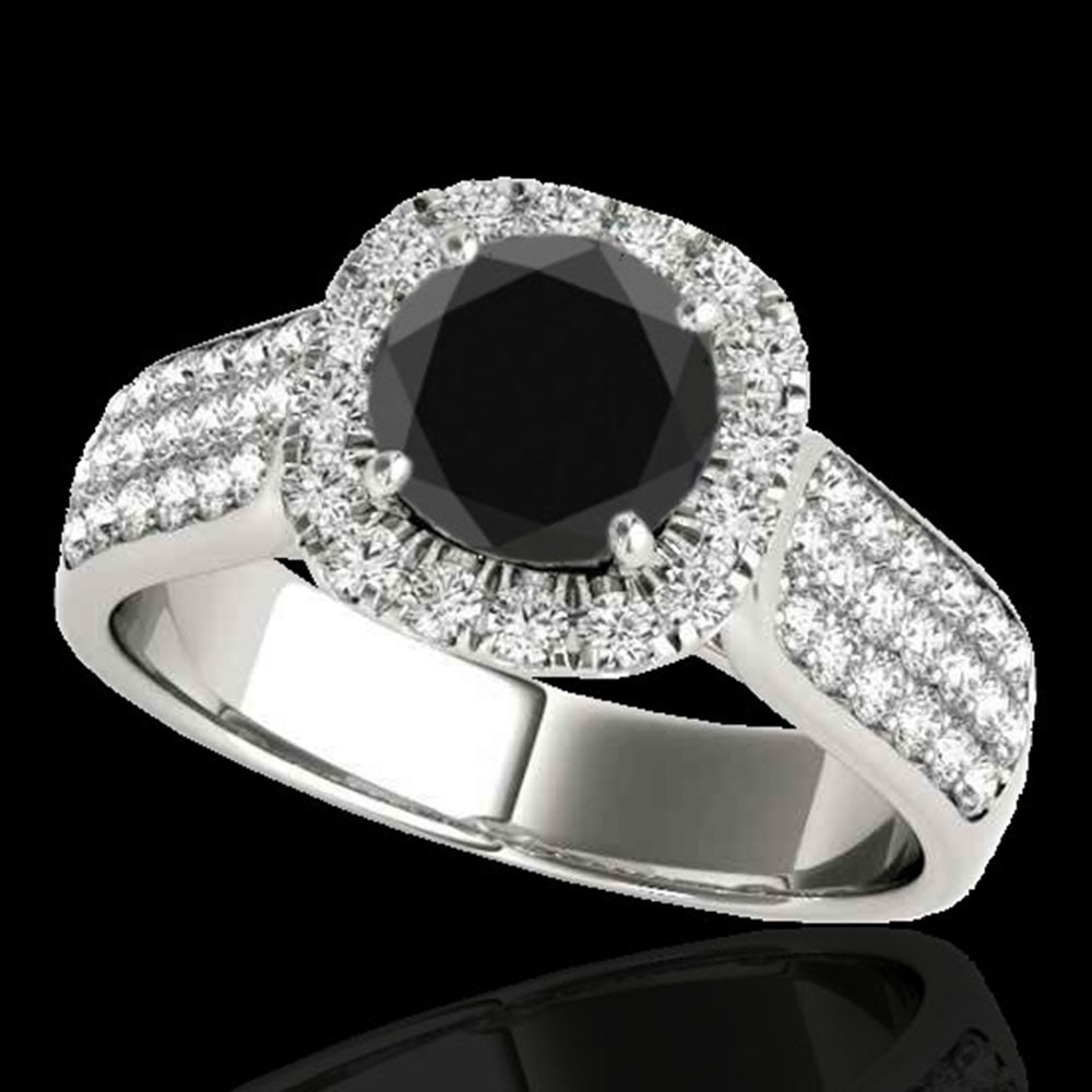 1.8 ctw Certified VS Black Diamond Solitaire Halo Ring 10k White Gold: 1.8 ctw Certified VS Black Diamond Solitaire Halo Ring 10k White Gold Item: Diamond Wedding Ring Total Gem weight: 1.8 carats Metal: Solid 10k White Gold Gold Product Weight: Approx. 5.9 grams Je