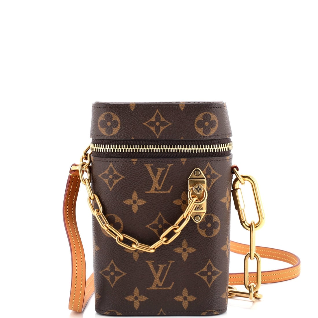 Louis Vuitton Phone Box Bag Monogram: Louis Vuitton Phone Box Bag Monogram Canvas Exterior Color: Brown Interior Color: Brown Exterior Material: Canvas Coated Interior Material: Microfiber Hardware Color: Gold Accessories: Dust bag <b
