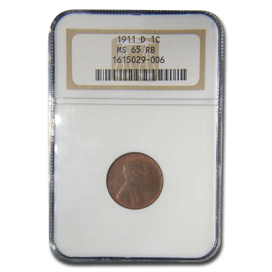 1911-D Lincoln Cent MS-65 NGC (Red/Brown): 1911-D Lincoln Cent MS-65 NGC (Red/Brown) SKU no: RBJ244003 Year: 1911 Grade Service: NGC Denomination: 1 Cent Metal Content: 0 troy oz Purity: None Diameter: 19 mm Guidelines