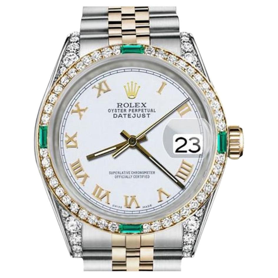 Rolex 26mm Datejust Two Tone Jubilee: Rolex 26mm Datejust Two Tone Jubilee White Roman Numeral Dial Watch 69173 Brand: Rolex Design: Datejust WatchDatejust Collection Metal: Gold, Stainless Steel Stone: Diamond, Emerald Stone Cut: Round C