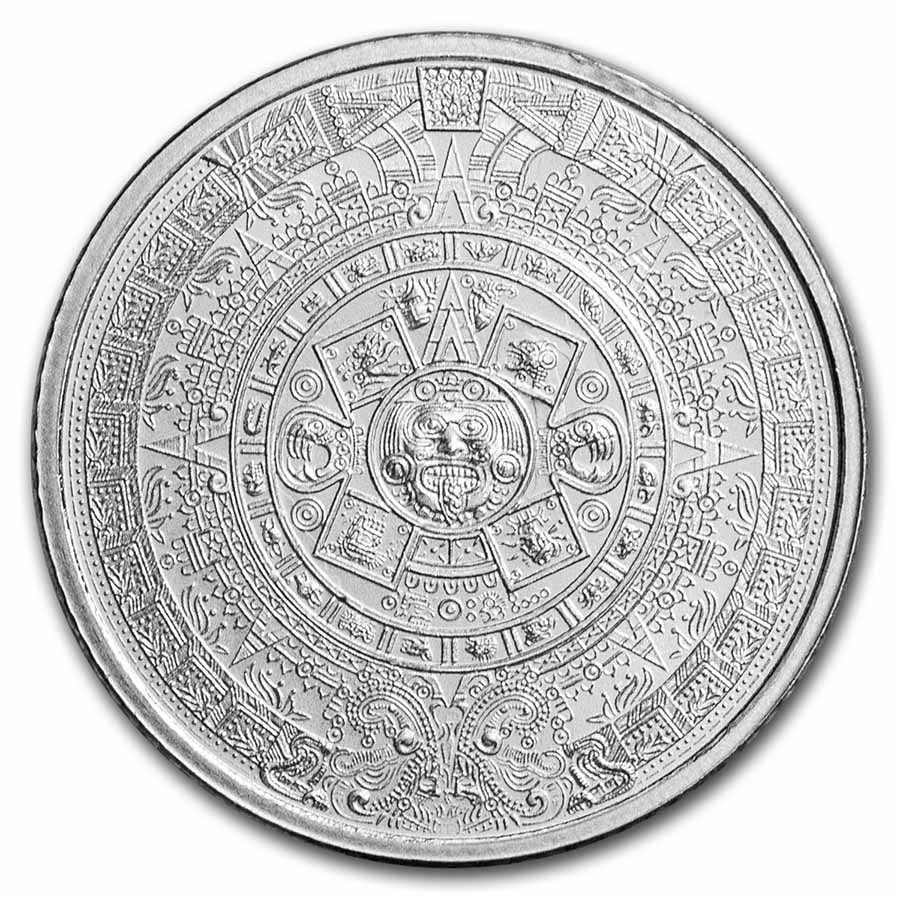 1/10 oz Silver Round - Aztec: 1/10 oz Silver Round - Aztec Calendar SKU no: RBJ241367 Year: N/A Grade: None Grade Service: None Mint Mark: N/A - Not Available Metal Content: 0.1 troy oz Purity: .999 Thickness