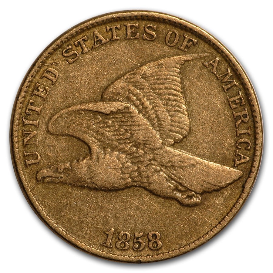 1858 Flying Eagle Cent Large Letters: 1858 Flying Eagle Cent Large Letters VF Product ID: 15452 Year: 1858 Grade: Very Fine Grade Service: None Denomination: $0.01 Mint Mark: P - Philadelphia (Not Shown) Metal Content: 0 troy