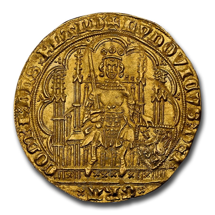 Flanders Gold Chaise d'Or Louis II: Flanders Gold Chaise d'Or Louis II de Male (1346-1384) MS-64 NGC Product ID: 206287 Year: 1346-1384 Grade Service: NGC Denomination: Chaise d'Or Metal Content: 0.14 troy oz Purity: 0 Thic