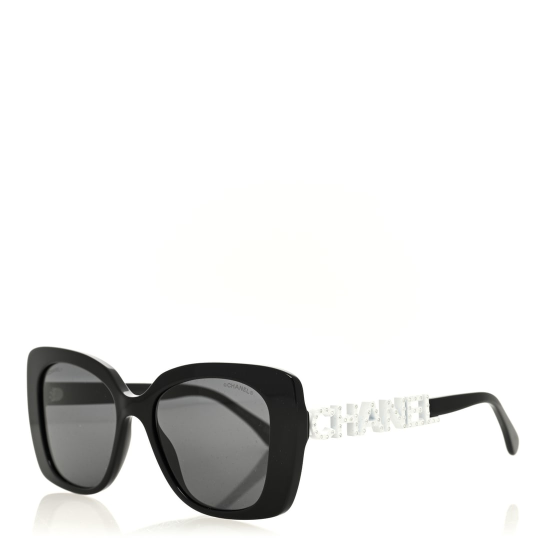 Chanel Acetate Strass Square Sunglasses 5422-B-A: Chanel Acetate Strass Square Sunglasses 5422-B-A Black White Brand: CHANEL Condition: Shows Wear Condition Details: Exterior: Scratches on lens(es), scratches on frame, , Box, Case Length: 5.5 in Heig