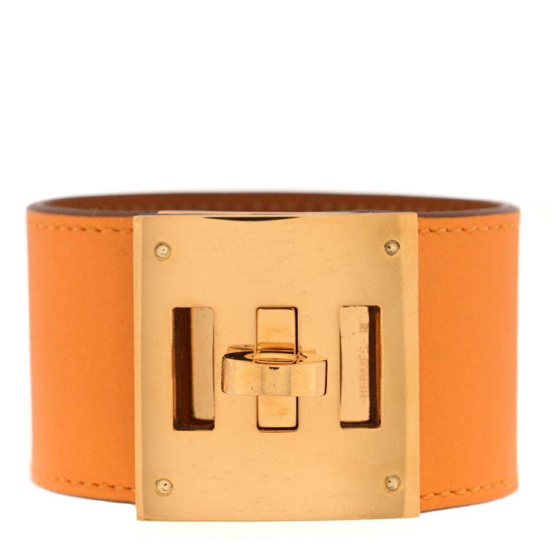 Hermes Swift Kelly Dog Bracelet Orange: Hermes Swift Kelly Dog Bracelet Orange Brand: HERMES Condition: Excellent Condition Details: Hardware: Scratch(es), Interior: Surface wear, marks, , Box, Due to grading limitations imposed by mounted