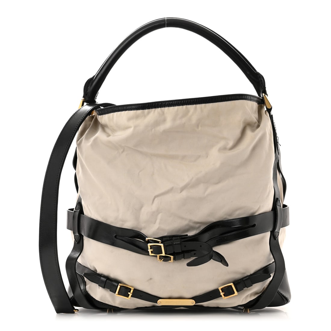 Burberry Nylon Bridle Calfskin Medium Gosford: Burberry Nylon Bridle Calfskin Medium Gosford Hobo Trench Brand: BURBERRY Condition: Very Good Condition Details: Exterior: Creases, scuffs, edge wear, pilling, cracks, imprints, stain(s), faint corne