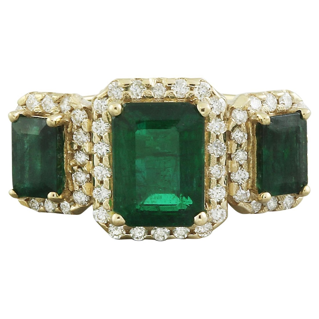 Emerald Diamond Ring 14K Yellow Gold: Natural Emerald Diamond Ring 14K Yellow Gold Ring Size: 7 US, Resizable Metal: 14k Gold, Yellow Gold Stone: Diamond, Emerald Stone Cut: Emerald Cut Weight: 4.21 ct Style: Modern Place of Origin