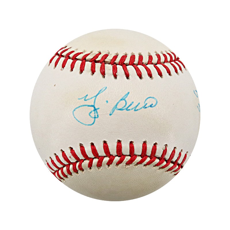 yogi berra & sandy amoros new york yankees brooklyn dodgers dual signed autographed inscribed OAL: yogi berra & sandy amoros new york yankees brooklyn dodgers dual signed autographed inscribed OAL baseball (PSA COA #ai24659) Yogi Berra & Sandy Amoros New York Yankees Brooklyn Dodgers Dual Signed Au
