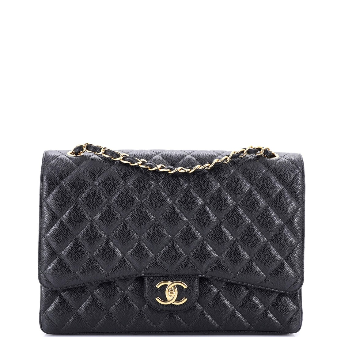 Chanel Classic Double Flap Bag Quilted: Chanel Classic Double Flap Bag Quilted Caviar Maxi Exterior Color: Black Interior Color: Red Exterior Material: Leather Interior Material: Leather Hardware Color: Gold Estimated Retail: $12,300 <b
