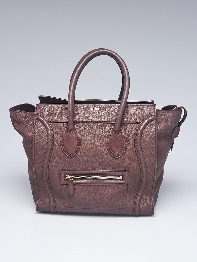 Celine Brown Drummed Leather Mini Luggage: Celine Brown Drummed Leather Mini Luggage Tote Bag Overall Condition: Gently used;Exterior Condition: Gently used;Interior Condition: Like new;Designer: Celine;Material: Brown drummed leather;Includes
