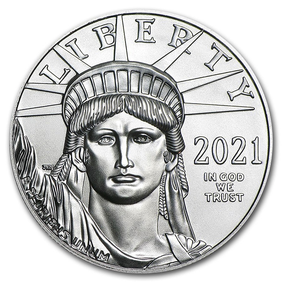 2021 1 oz American Platinum Eagle: 2021 1 oz American Platinum Eagle Coin BU SKU no: RBJ218766 Year: 2021 Grade: Brilliant Unc Grade Service: None Denomination: $100 Mint Mark: P - Philadelphia (Not Shown) Metal Content: 1