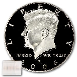 2006-S Kennedy Half Dollar 20-Coin Roll: 2006-S Kennedy Half Dollar 20-Coin Roll Proof SKU no: RBJ26794 Year: 2006 Grade: Proof Grade Service: None Denomination: 50 Cents Mint Mark: S - San Francisco Metal Content: 0 troy oz
