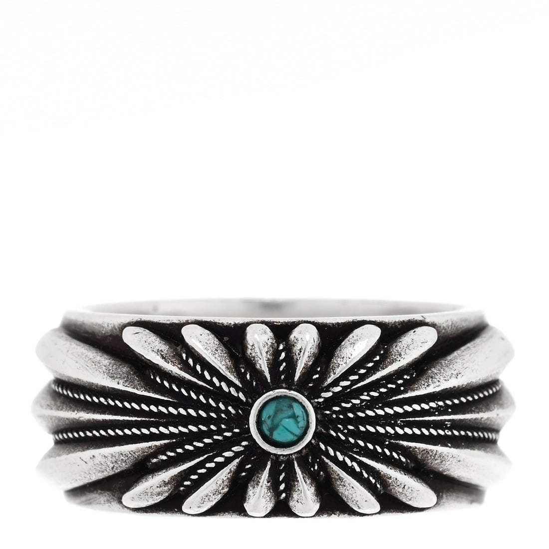 Gucci Sterling Silver Resin Interlocking GG: Gucci Sterling Silver Resin Interlocking GG Flower Ring 56 7.75 Turquoise Brand: GUCCI Condition: Shows Wear Condition Details: Hardware: Scratch(es), tarnished, , Box, Pouch, Due to grading limitatio