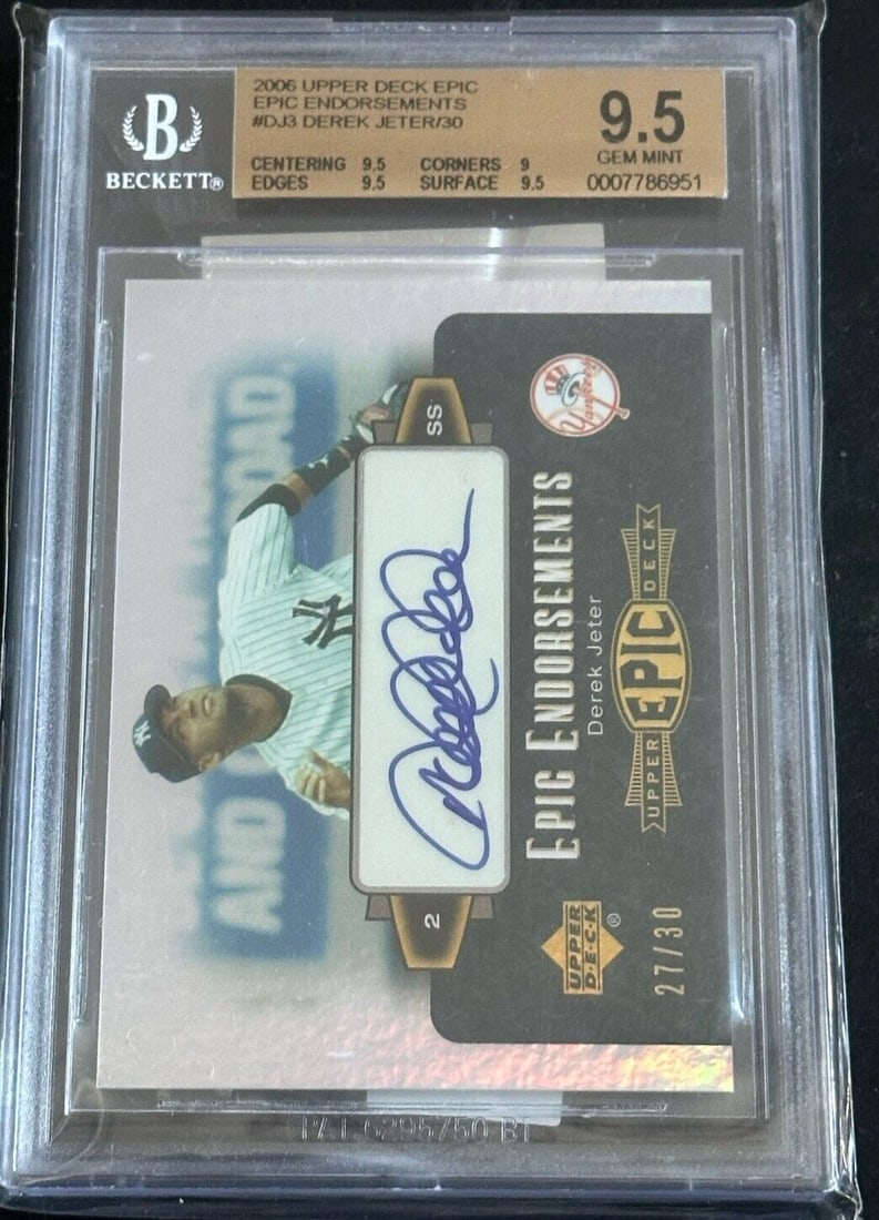 2006 upper deck epic endorsements derek jeter BGS 9.5 GEM mint 10 auto /30 HOF: 2006 upper deck epic endorsements derek jeter BGS 9.5 GEM mint 10 auto /30 HOF 2006 Upper Deck Epic Endorsements Derek Jeter Bgs 9.5 Gem Mint 10 Auto /30 HOF SKU no: RBJ8239457468504 Guidelines for Bi