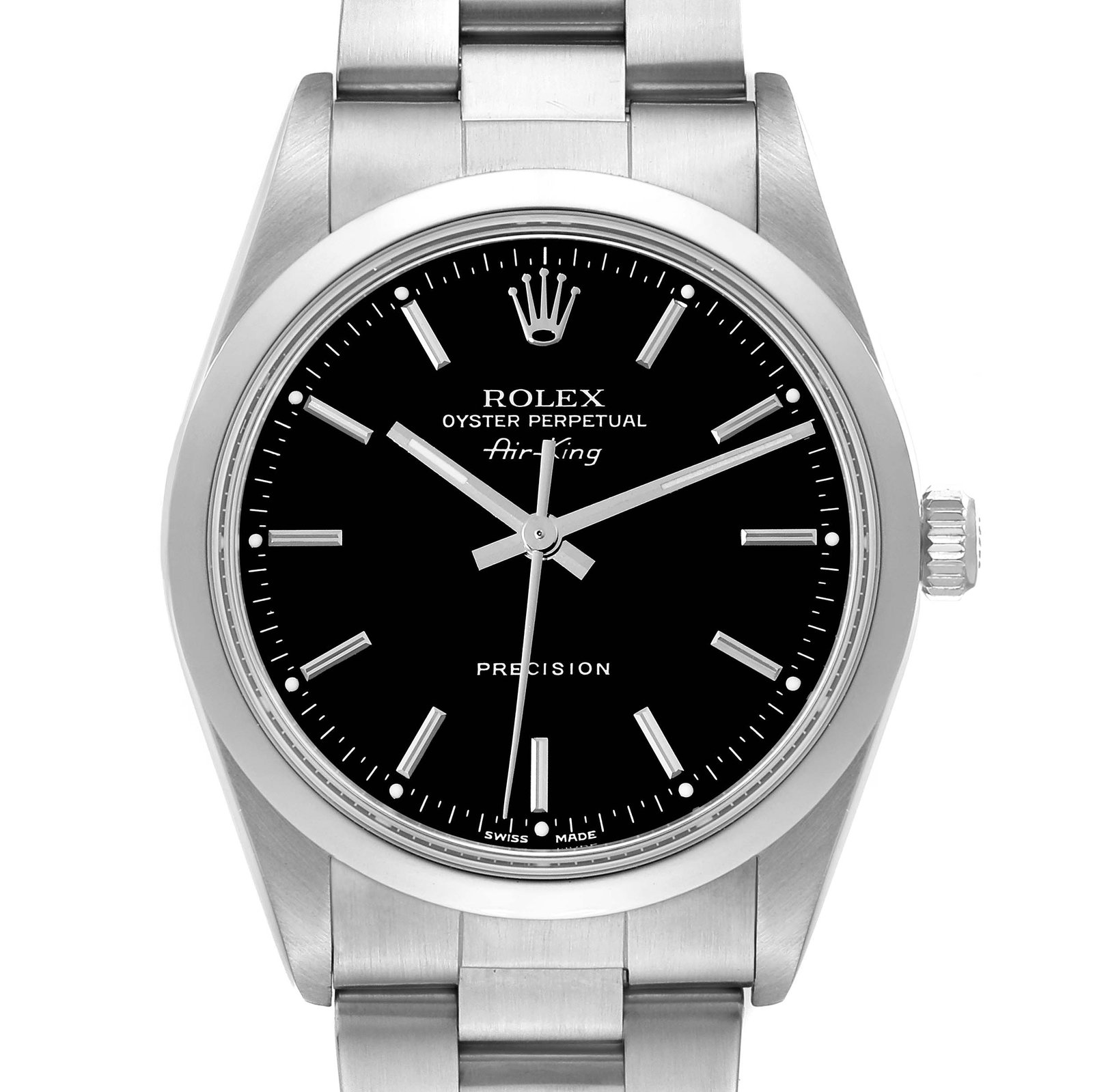 Rolex Air King Black Dial Smooth: Rolex Air King Black Dial Smooth Bezel Steel Mens Watch SKU no: RBJ59110 Brand: Rolex Model Name: Rolex Air King Black Dial Smooth Bezel Steel Mens Watch 14000 Model Number: 14000 Year: 2001 - 2002
