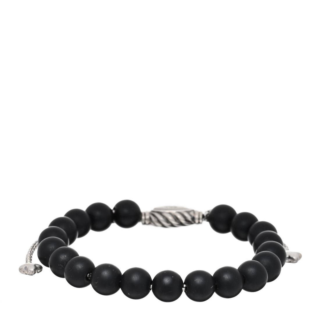David Yurman Sterling Silver Black Onyx: David Yurman Sterling Silver Black Onyx 8mm Spiritual Beads Adjustable Bracelet Brand: DAVID YURMAN Condition: Very Good Condition Details: Hardware: Faint scratch(es), Other: Wear to stone(s) Year: U