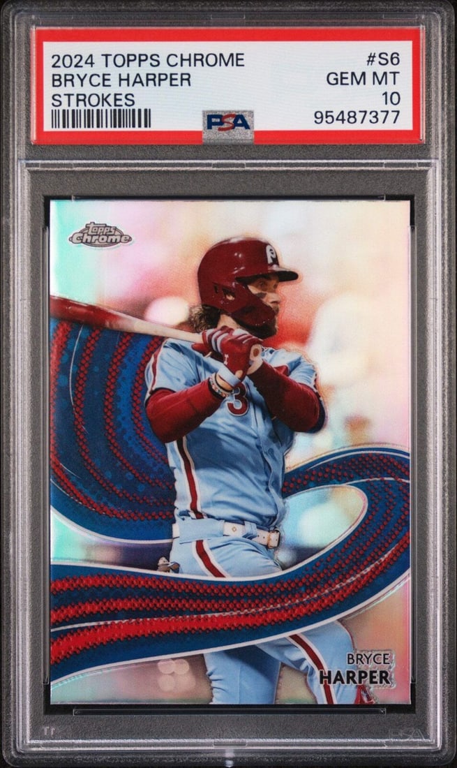 graded 2024 topps chrome bryce harper: graded 2024 topps chrome bryce harper #s6 strokes baseball card PSA 10 GEM mint Graded 2024 Topps Chrome Bryce Harper #S6 Strokes Baseball Card PSA 10 Gem Mint SKU no: RBJ8160619757656 Guidelines for