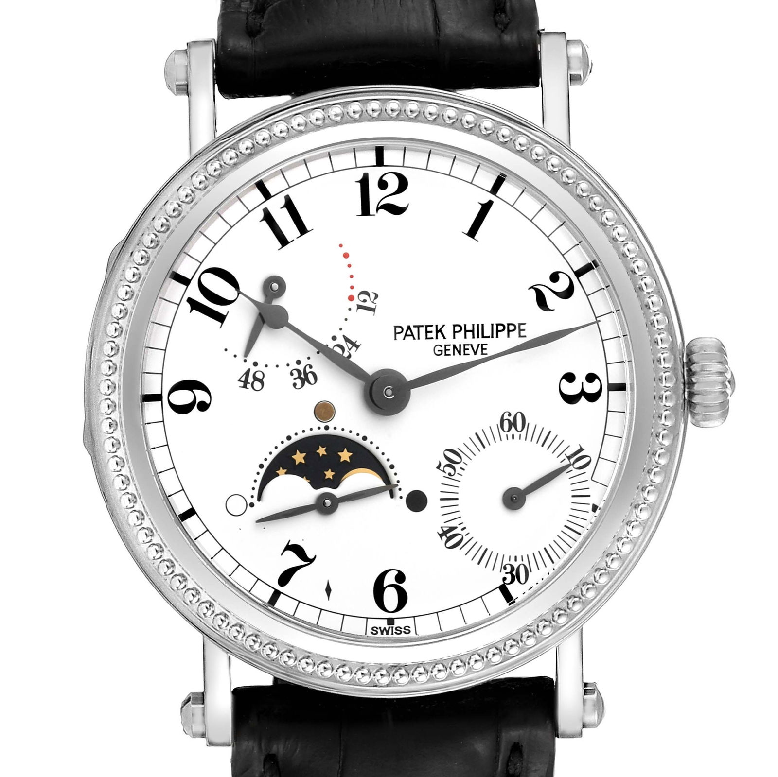 Patek Philippe Complications Moonphase White Gold: Patek Philippe Complications Moonphase White Gold Mens Watch SKU no: RBJ53539 Brand: Patek Philippe Model Name: Patek Philippe Complications Moonphase White Gold Mens Watch 5015g Model Number: 5015g-0